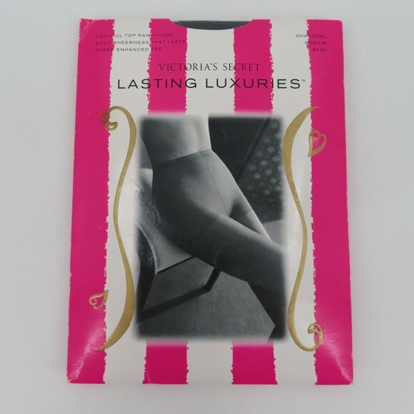 Victorias Secret Medium Charcoal Lasting Luxuries Control Top Pantyhose Sheer - Picture 11 of 12